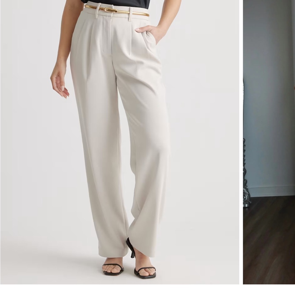 Stretch Crepe Pleated Wide Leg Pants  | Quince